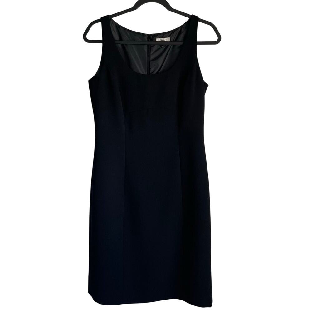 Tahari Arthur S. Levine Sheath Dress Black Lined Sleeveless Sz 6 Minimalist